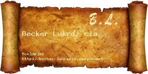 Becker Lukrécia névjegykártya